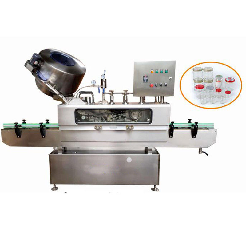 Three Capping Types Steam Vacuum Sealing Machine for Glass Bottles and Unscrewed Lids