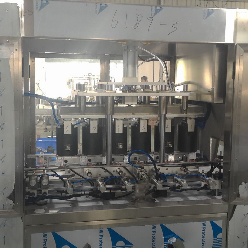 Plastic Packaging High Speed Automatic Vacuum Capping Machine for 6 Heads Glass Jars