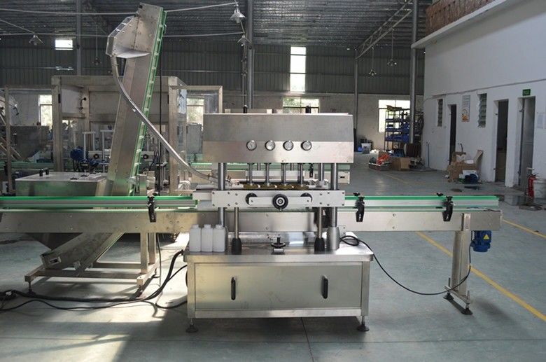 8 Pairs Wheel Rotation Linear Capping Machine for Commodity Bottles 30-120mm Diameter